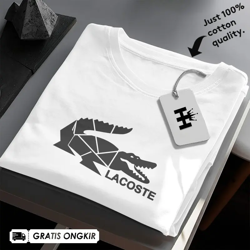 GET 1 PCS ...!! COD Kaos Lacos Silver Model Lengan Pendek Pria Wanita Unisex T-shirt Distro Bahan Katun Combet 30s Tebal Premium Quality 03 0