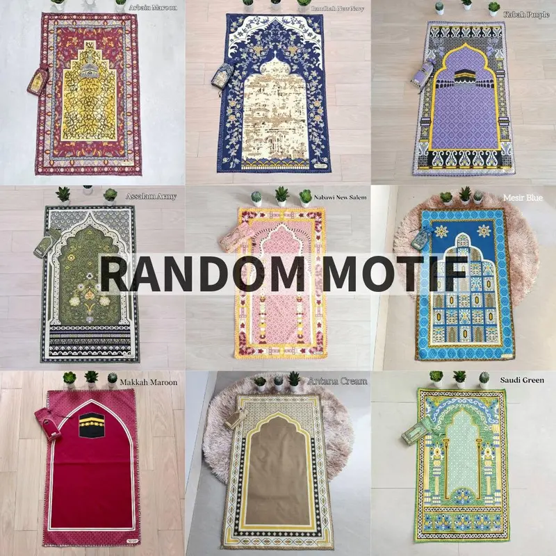 Sajadah Travel Jumbo Ukuran 105 x 60 cm / Sajadah Souvenir Umroh Haji Muslim Turki Motif 3
