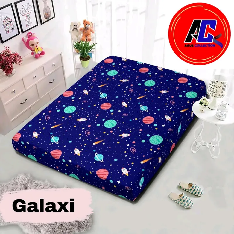 Sarung Kasur Busa Resleting Motif Flamingo UK.180x200 Bahan Katun Poliester//Seprei Resleting Motif Anak 8