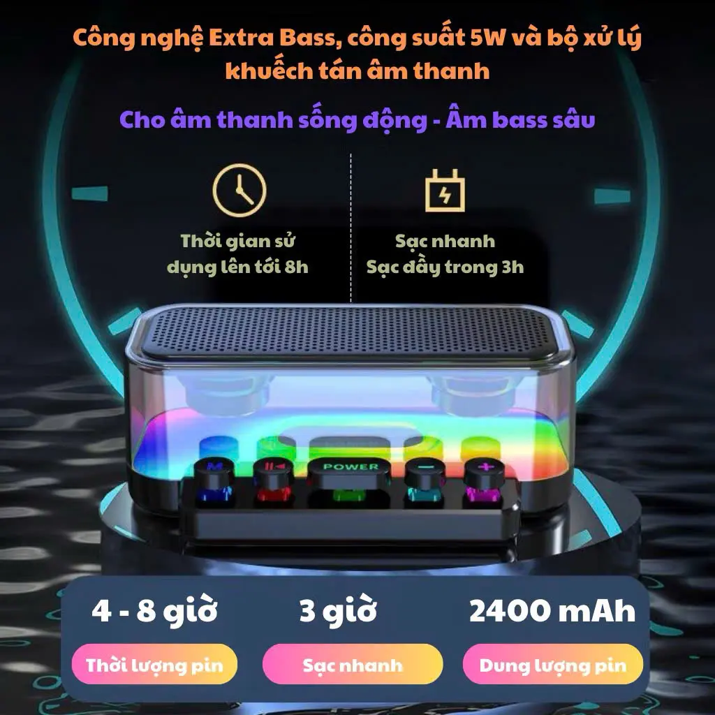 (SALE MẠNH)Loa Bluetooth Z6 Bass Cực Mạnh, Âm Thanh Sống Động, Đèn Led RGB Siêu Đẹp, Thiết Kế Hiện Đại Nhỏ Gọn Pin Cực Tốt