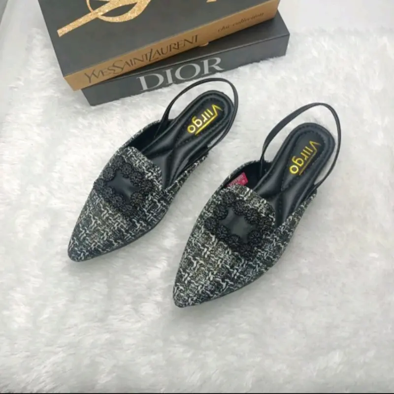 VIIRGO Sendal flat wanita mules tali belakang BELIA Shoes Karet flatshoes lancip antiselip dasar sandal mule & clog open toe mules shoes Slip Resistant elegan Mules & Clogs pansus tali belakang 2