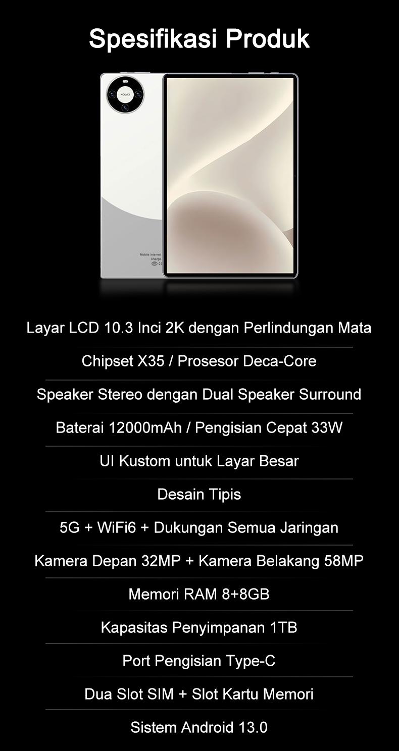 5G 2025 matepad P60 Pro 10.3" Tablet [8GB+8GB+1TB] | Pengalaman Pro Layaknya PC | 120Hz OLED Real Color FullView Display | Ultra-tipi