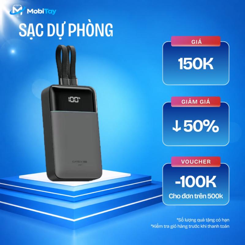 CUKTECH Sạc Dự Phòng 20.000mAh 40W Sạc Nhanh Pin Dung Lượng Cao Cho Điện Thoại