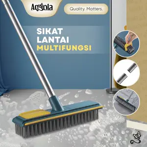 ANGOLA Sikat Dorong Lantai D46 Alat Sikat Toilet Sikat Gagang Kamar Mandi stainless brush Dapat digunakan kembali Hendel Panjang Bulu Lembut Tahan Lama Kamar mandi Dapat digunakan kembali Bulu keras Hitam