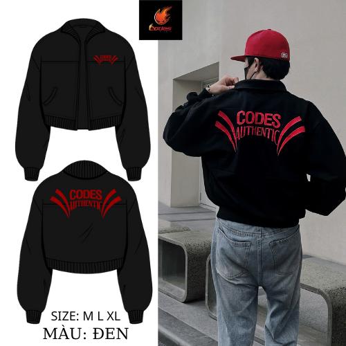 Codes Studio | Áo bomber jacket boxy nam nữ cổ trụ full thêu chât liệu Pcgen cao cấp lót lưới dày khoác varsity nam thu đông khóa kéo ykk form unisex bigsize