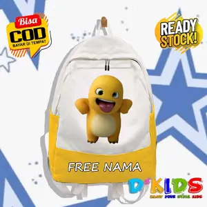Tas Ransel Anak Animasi Nailong-Backpack Anak Sekolah SD TK PAUD Gambar Dino Kuning Fashion Anak Terbaru Virall Free Nama