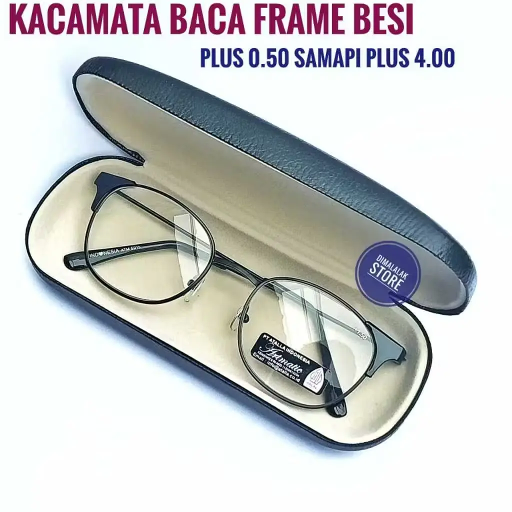 KACAMATA BACA FRAME BESI MODEL OVAL UNTUK RABUN DEKAT PLUS 0.50 SAMPAI PLUS 4.00 BONUS BOX DAN LAP COD BAYAR DI TEMPAT Pria Wanita