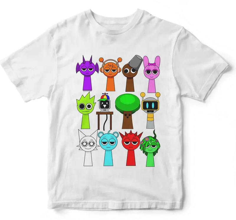 Baju Kaos Anak Sprunki laki-laki Perempuan 1-9 Tahun Baju motif Sprunky Anak Combed 7