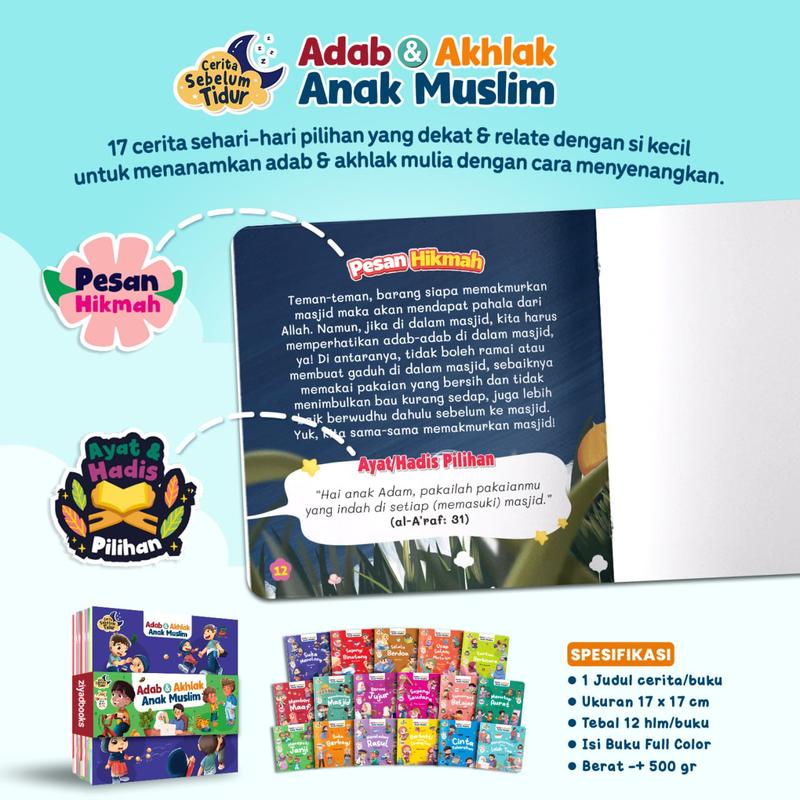 17 buku edukasi islami SERI CERITA SEBELUM TIDUR ADAB DAN AKHLAK ANAK MUSLIM ziyadBooks 2