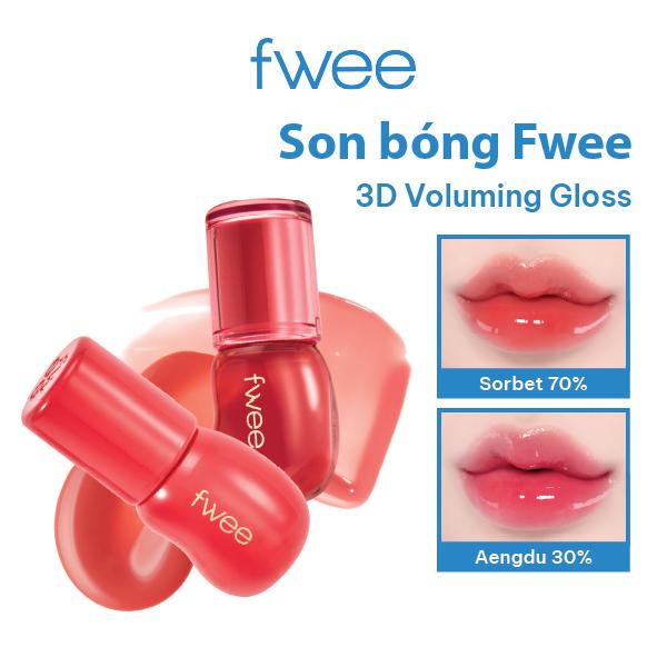 Son Bóng Fwee 3D Voluming Gloss Làm môi căng mọng tức thì, cảm giác thoải mái…