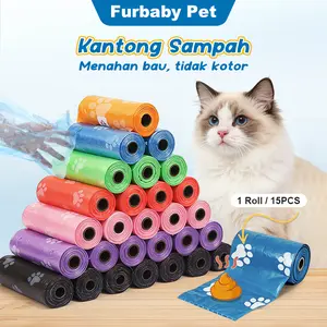 15pcs/roll Kantong Sampah Kucing Kantong Pup Kucing Anjing Poop Bag Anjing Plastik Pup Murah