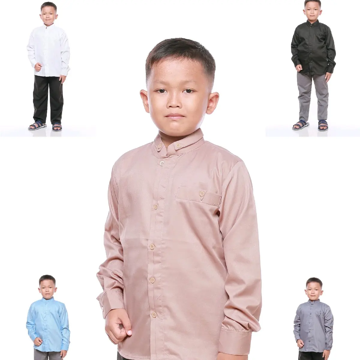 Koko Anak Polos Lengan Panjang Umur 6-13 Tahun - Baju Muslim Anak Lengan Panjang