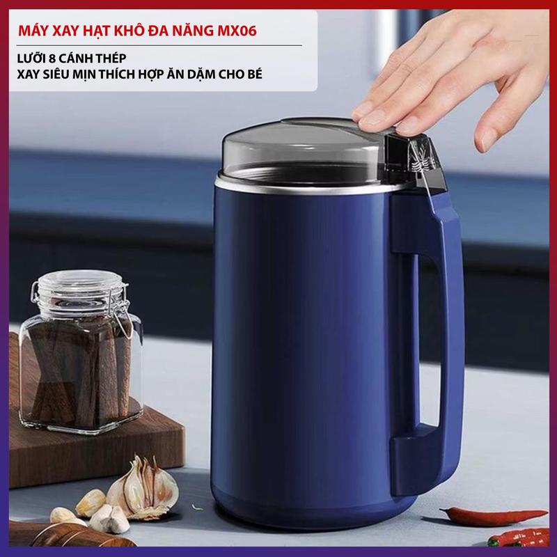 Máy Xay Hạt Khô Đa Năng Cực Nhanh MX06 8 Lưỡi Sắc Bén, Máy Xay Bột Ngũ Cốc, Cafe, Các Loại Hạt Cực Nhanh, Máy Xay Bột Mịn Ăn Dặm Cho Bé