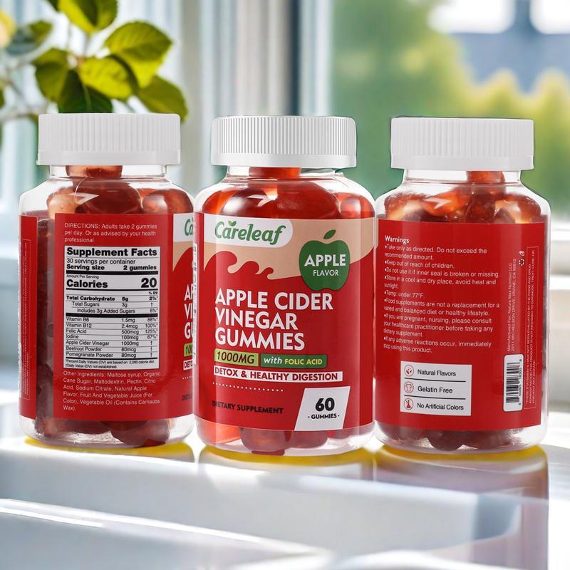 ACV Gummies - 1000mg ACV, Beetroot, Vitamin B12 & B6 - Vegan, Halal, Non-GMO, Gluten-Free - 60 Gummies/Bottle - Healthcare
