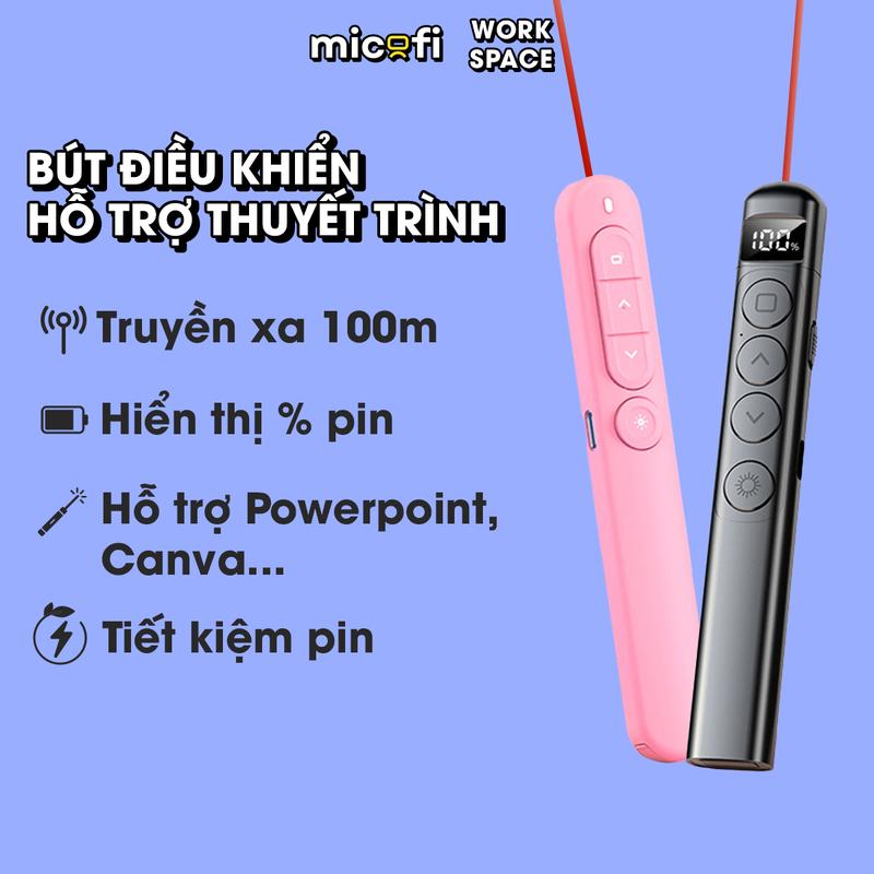 Bút Trình Chiếu Micofi Powerpoint Laser Thuyết Trình Bút Chỉ Máy Chiếu Slide Lazer Bấm Điều Khiển Không Dây 2.4