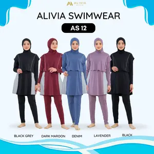 Alivia House - Alivia Swimwear AS 12 - Baju renang muslimah syari Poly Spandex dewasa wanita muslim perempuan remaja swimwear hijab