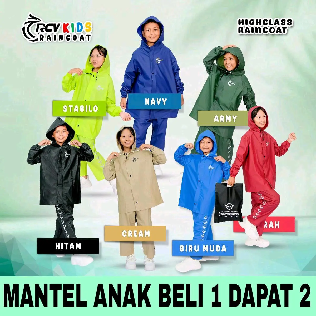(BELI 1 DAPAT 2) Jas Hujan Anak-anak TK SD SMP Setelan Baju Celana Laki-laki Prempuan Mantel Anak Original Raincoat Kids Best Quality Tahan Air Pvc