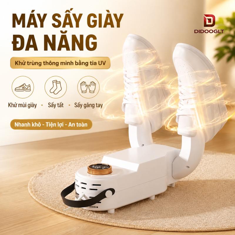 Máy Sấy Giày Gập Gọn Thông Minh, Sấy Nhanh Ổn Định Nhiệt, Khử Mùi Diệt Khuẩn UV Didooglt