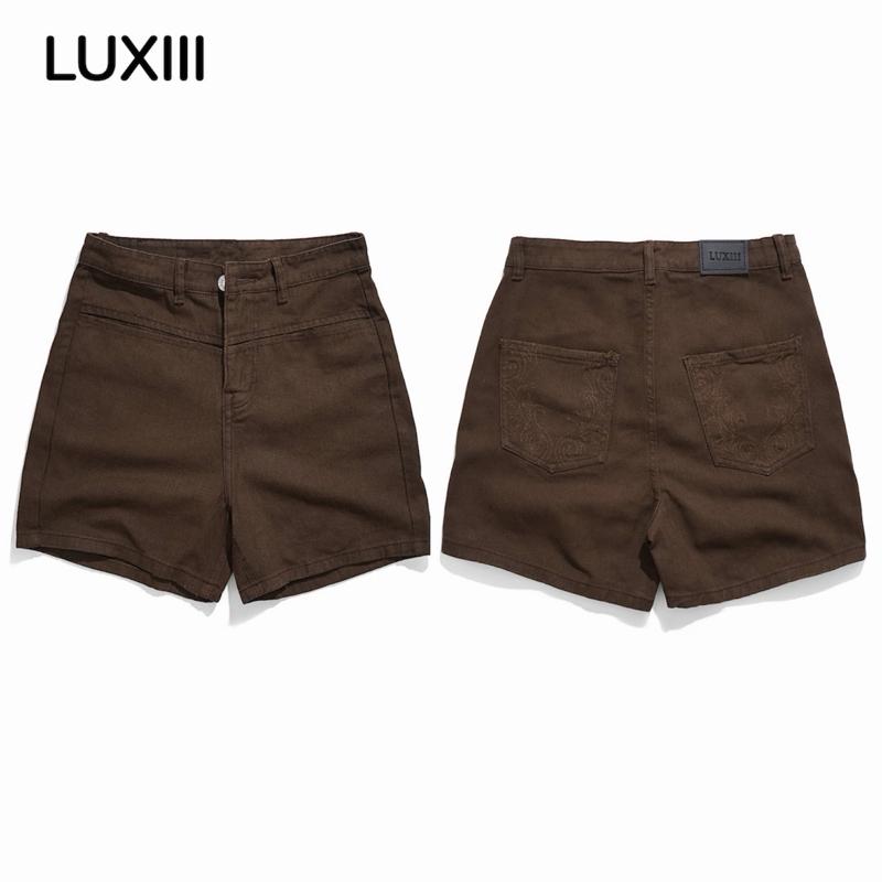  QUẦN SHORT JEAN NAM - THÊU HOA VĂN - MÀU NÂU ĐẤT - ĐỊNH LƯỢNG VẢI 360GSM 