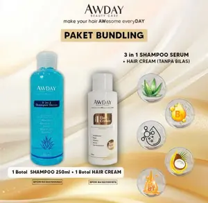 Awday Shampoo 3 in 1 dan Hair Cream Cepat Menumbuhkan Rambut  BPOM HALAL