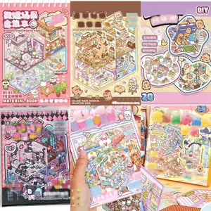 Stiker Buku 3D Material 4-20pcs Scene Collection Koleksi Stiker Simulation Scene Stickers DIY Landscape Scene Stickers Stiker Lipat 3D Stereoscopic Miniatur 13cm x 19cm untuk DIY dan Kolektor