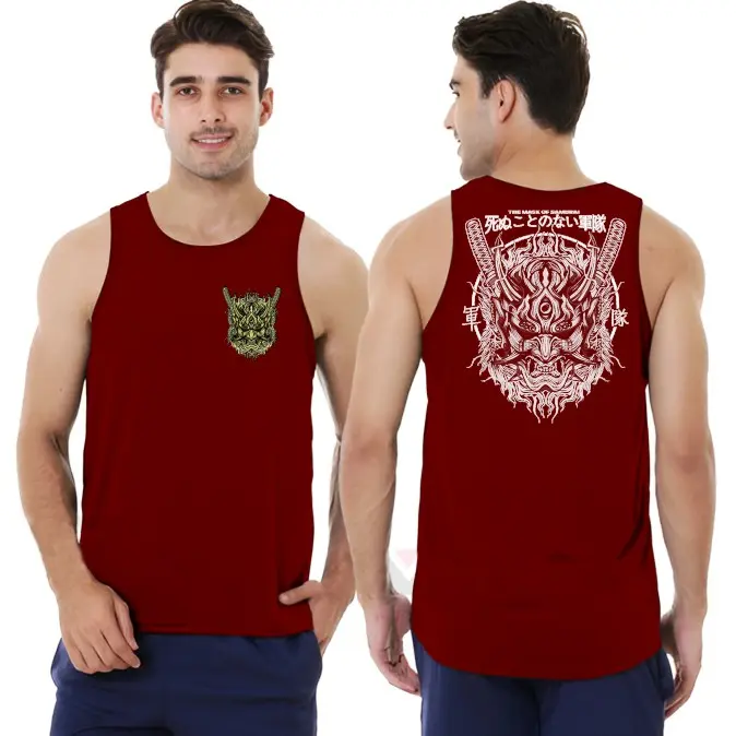 T-shirt Distro Baju SINGLET Distro Pria Keren / Kaos Distro Pria Singlet sablon Mask samurai / Baju Kaos Distro Murah 5