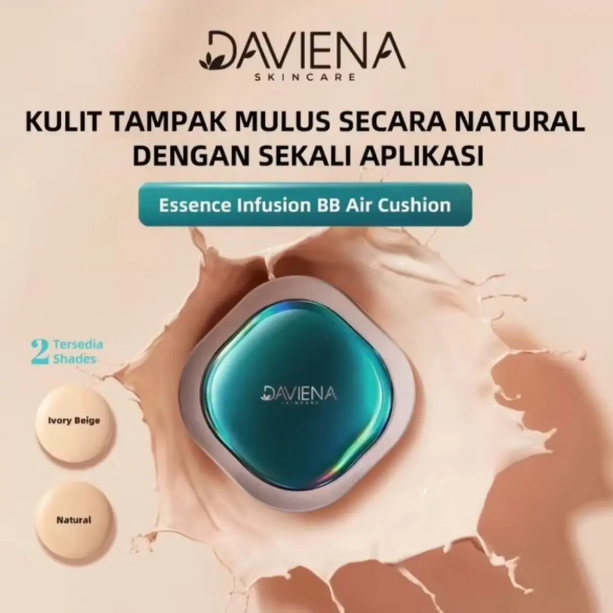 DAVIENA SKINCARE (NATURAL) CUSHION ESSENCE INFUSION BB Licorice Niacinamide Wajah Kusam Vitamin Lemon Foundation