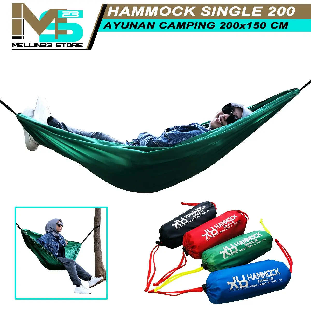 hammock single gantung 200 cm ayunan camping 200x150 cm hammock single berkualitas h200 includ webing