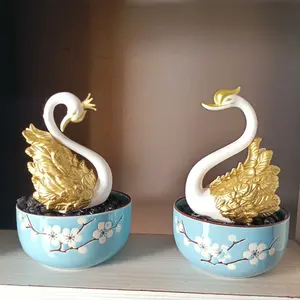 Sepasang Angsa Gold / Silver Flaminggo Hiasan / Interior Emas Dan Perak Pernikahan / Dekorasi Ruang Tamu