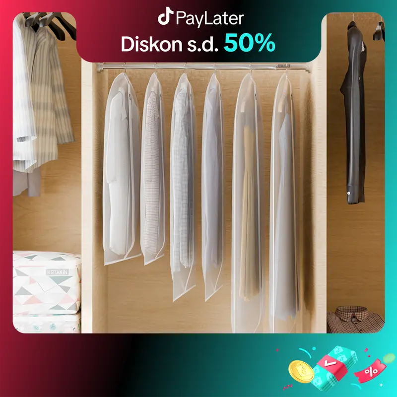 Cover Baju Resleting PEVA Anti Debu Penutup Gantungan Baju Pakaian Gown Jas 0