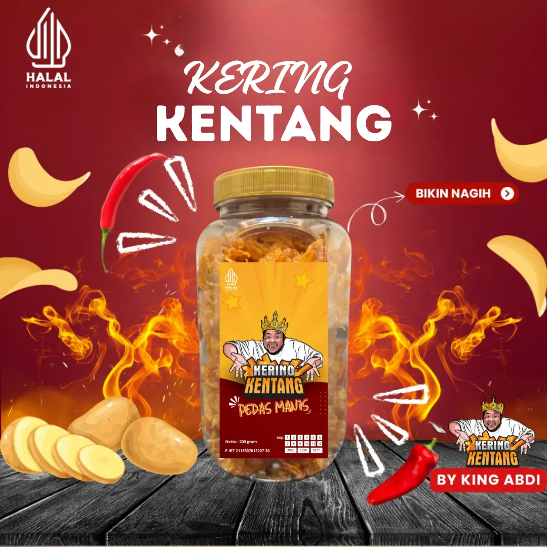 Kering Kentang by King Abdi - Pedas Manis Original Kemasan Toples  Camilan Snacks
