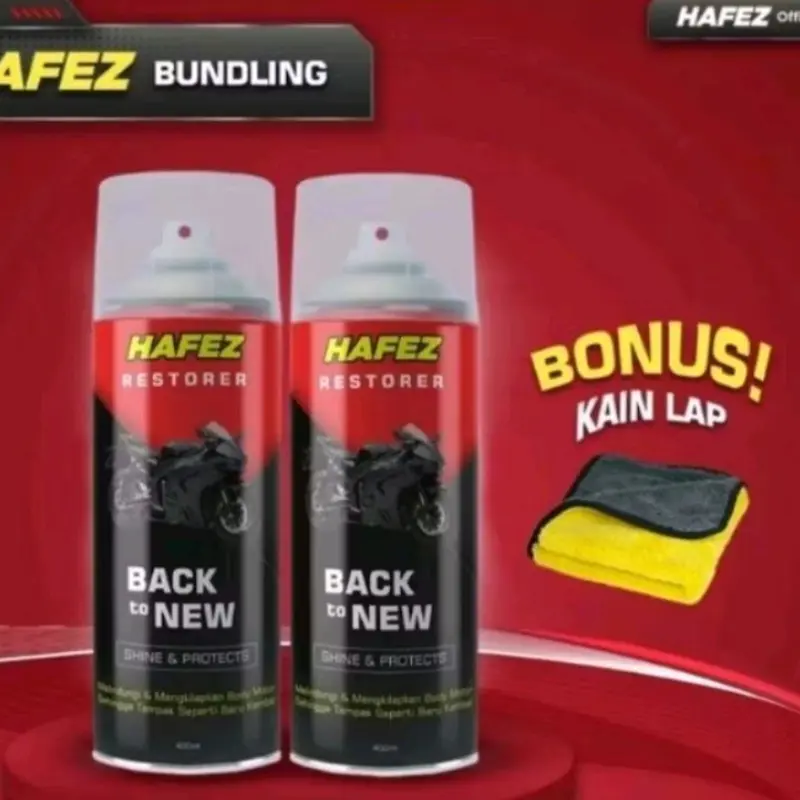 Hafez Restorer pembersih pengkilap body motor dan mobil - 400ml Original Kendaraan Car Semprot Microfiber 7