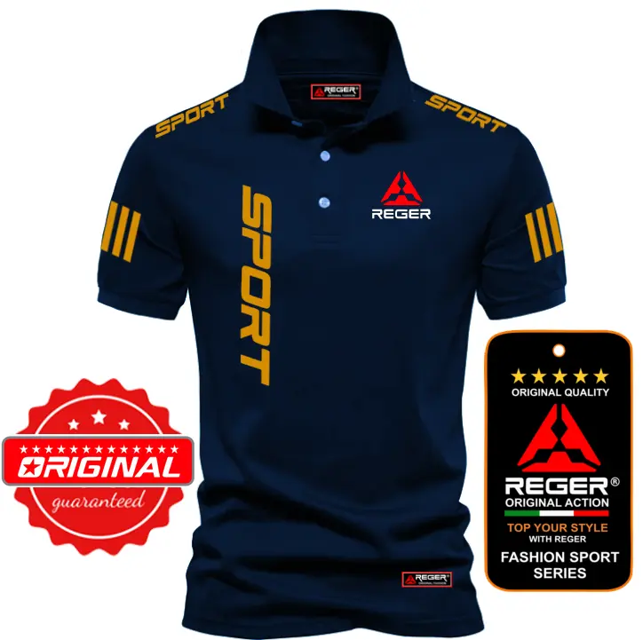 POLO REGER ACTION SPORT TEXT MIRING GOLD / SABLON DTF POLYFLEX PREMIUM / Pakaian Baju Polo Kerah Distro untuk Pria Laki Laki wanita Dewasa 2