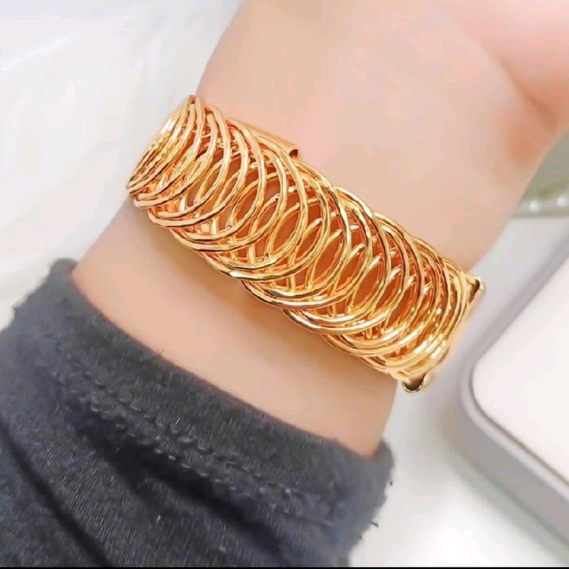 Gelang bangle wanita rajut elastis emas 24k pilihan elegan modis 3