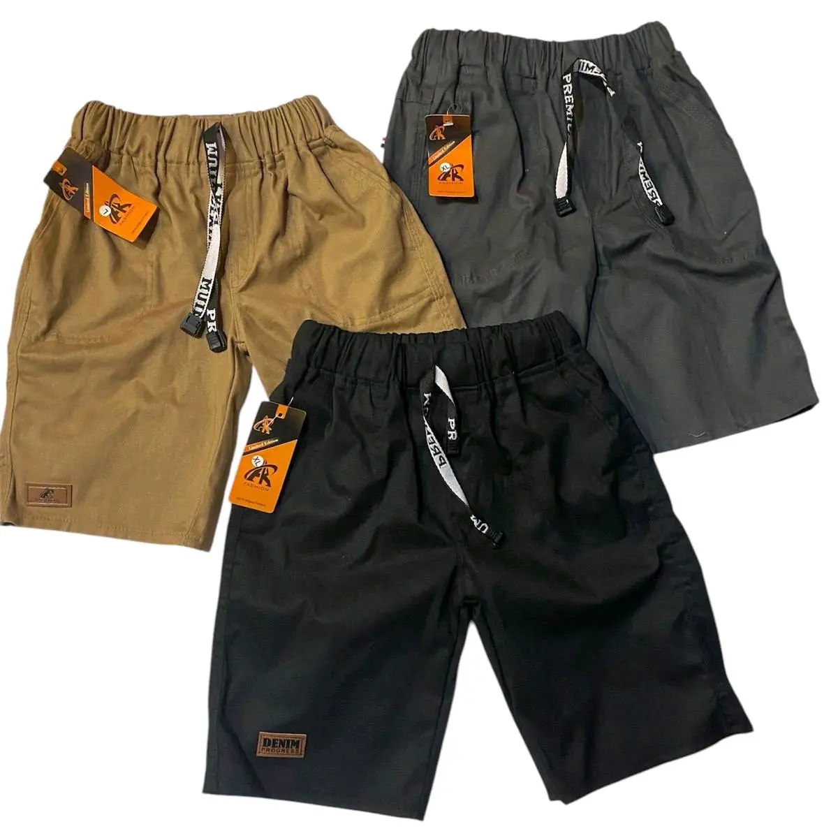 Celana Chinos Pendek Polos Anak 1-12 Tahun Bahan Katun Strett Melar - Warna Abu/Mocca/Hitam - Fashion
