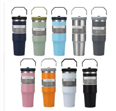 MC11-Tumbler Handle 2in1 / Botol Minum Portable Teh Kopi Stainless Steel Vacuum Insulated Mug 890ml & 900ml Termos 1