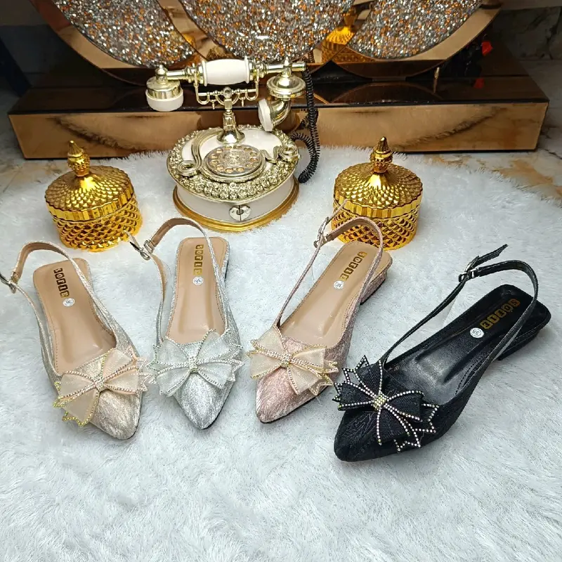 sepatu pita kaca BG2 gliter premium 2cm tapak karet anti licin Wanita 0