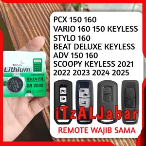 Baterai remote motor PCX 150 160 VARIO 150 160 ADV 150 160 batre remote keyless SCOOPY 2021 sd 2025 (Per 1 Biji)