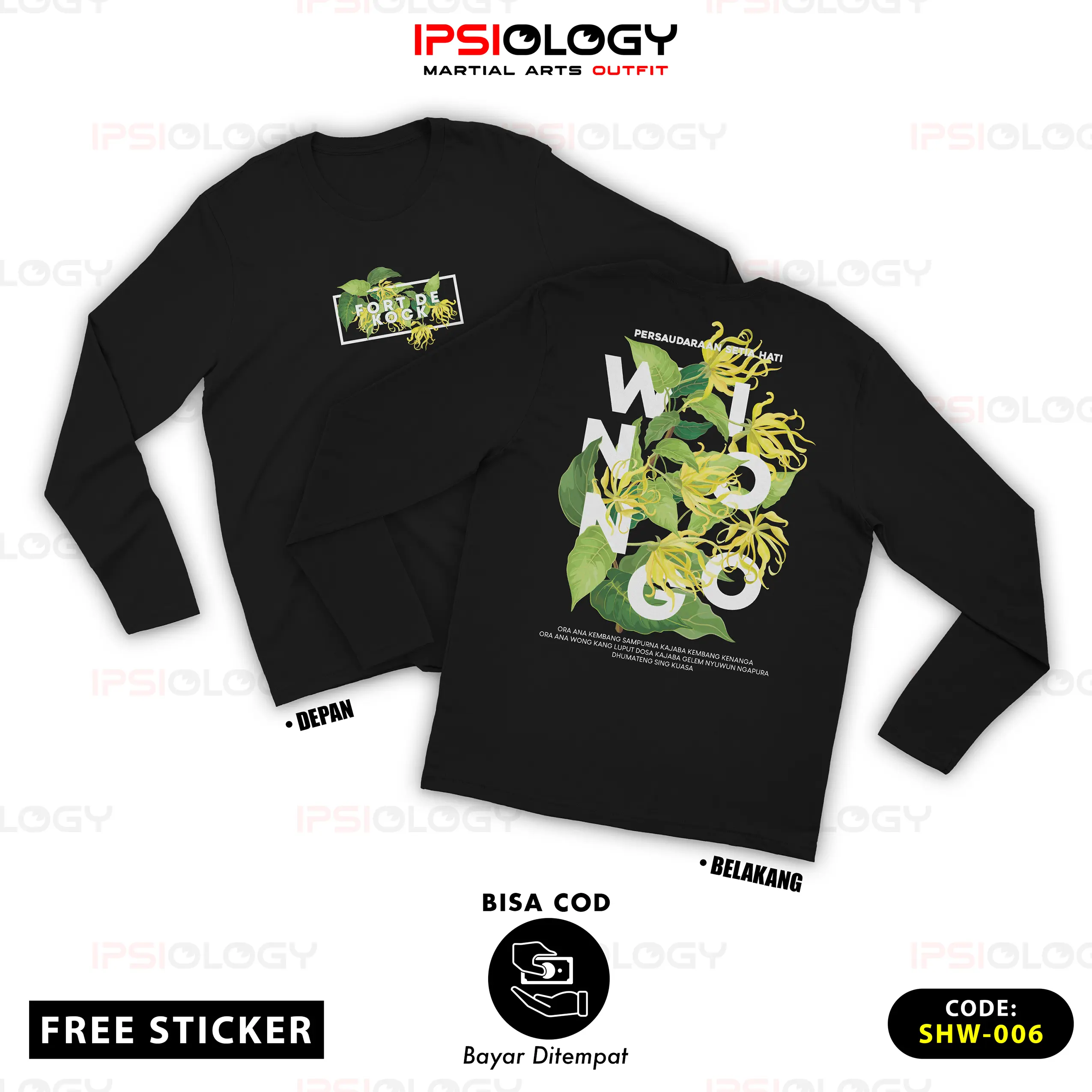 Kaos PANJANG Reguler BUNGA KENONGO [bukan pakem] Winongo PSHW Cotton Combed 24s