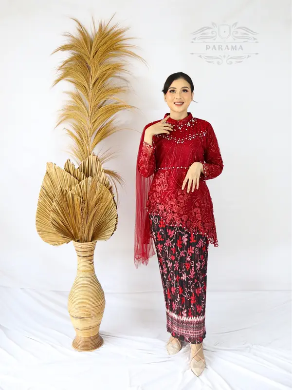 Baju Kebaya Brukat Wanita Bilqis SERONG 001 One Set   Kondangan Payet 1
