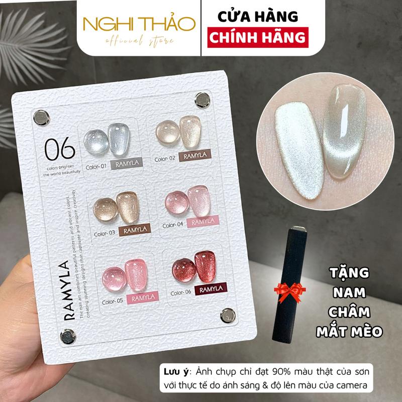 Set sơn gel mắt mèo kim cương RAMYLA 6 màu