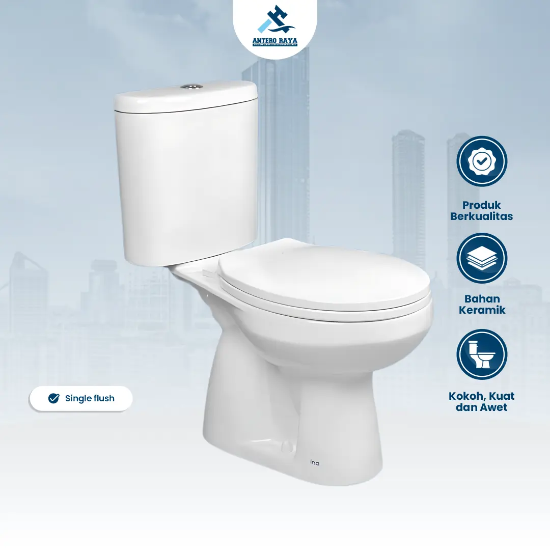 Closet Duduk Toilet WC INA CX100 Otomatis Original Warna Putih Jet