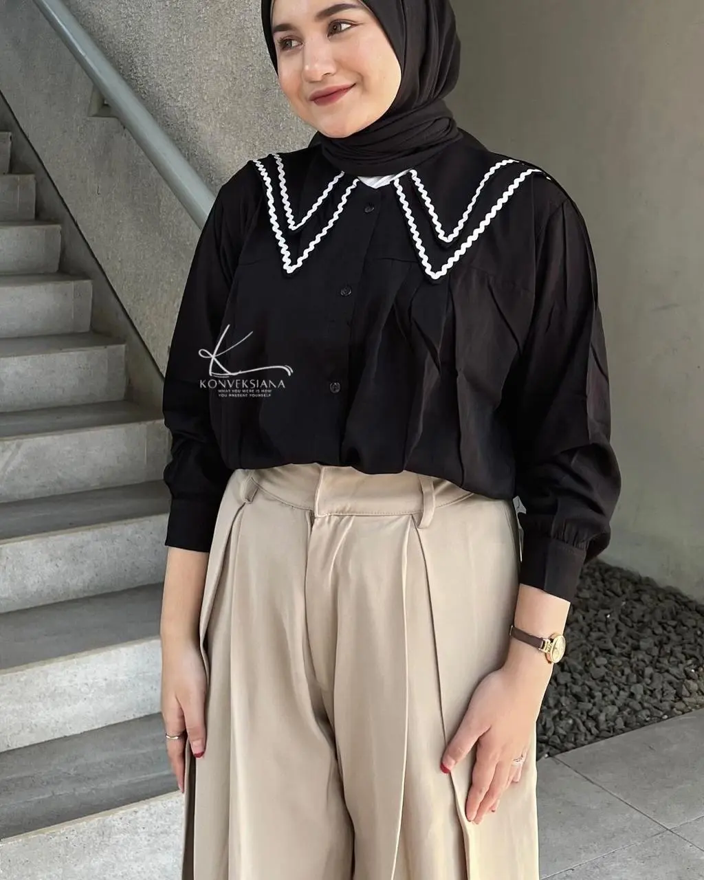 Gladys Kemeja Wanita Oversize Blouse Jumbo Rayon Twill Premium atasan kerah sailor