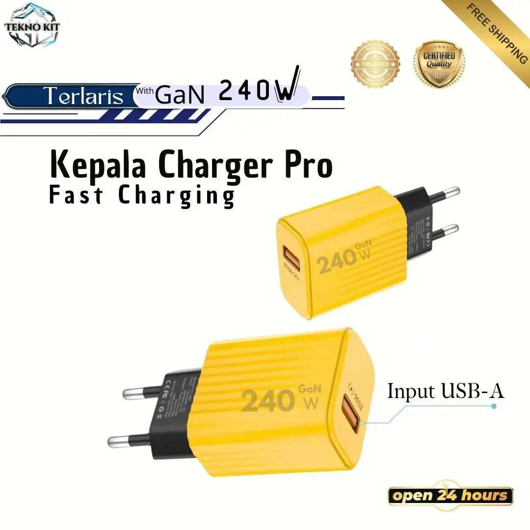 Kepala Charger Super Fast Charging 240W 1 Port USB-A GaN Kepala Batok Anti Meledak Anti Panas Original Kepala Casan Fast Charging 1 Port USB-A Untuk Segala Perangkat Oppo Vivo Xiaomi Realme Redmi Sony Iphone Ipad Handphone Kuat Bahan bagus Harga Murah