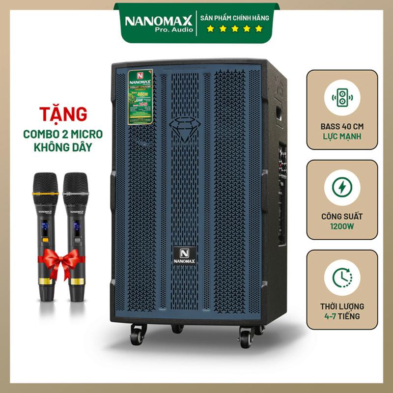 Loa Kéo Nanomax X-5 Bass 40cm 1200W Karaoke Bluetooth – Âm Thanh Đỉnh Cao Thiết Kế Đẳng Cấp Pin Lithium Siêu Bền