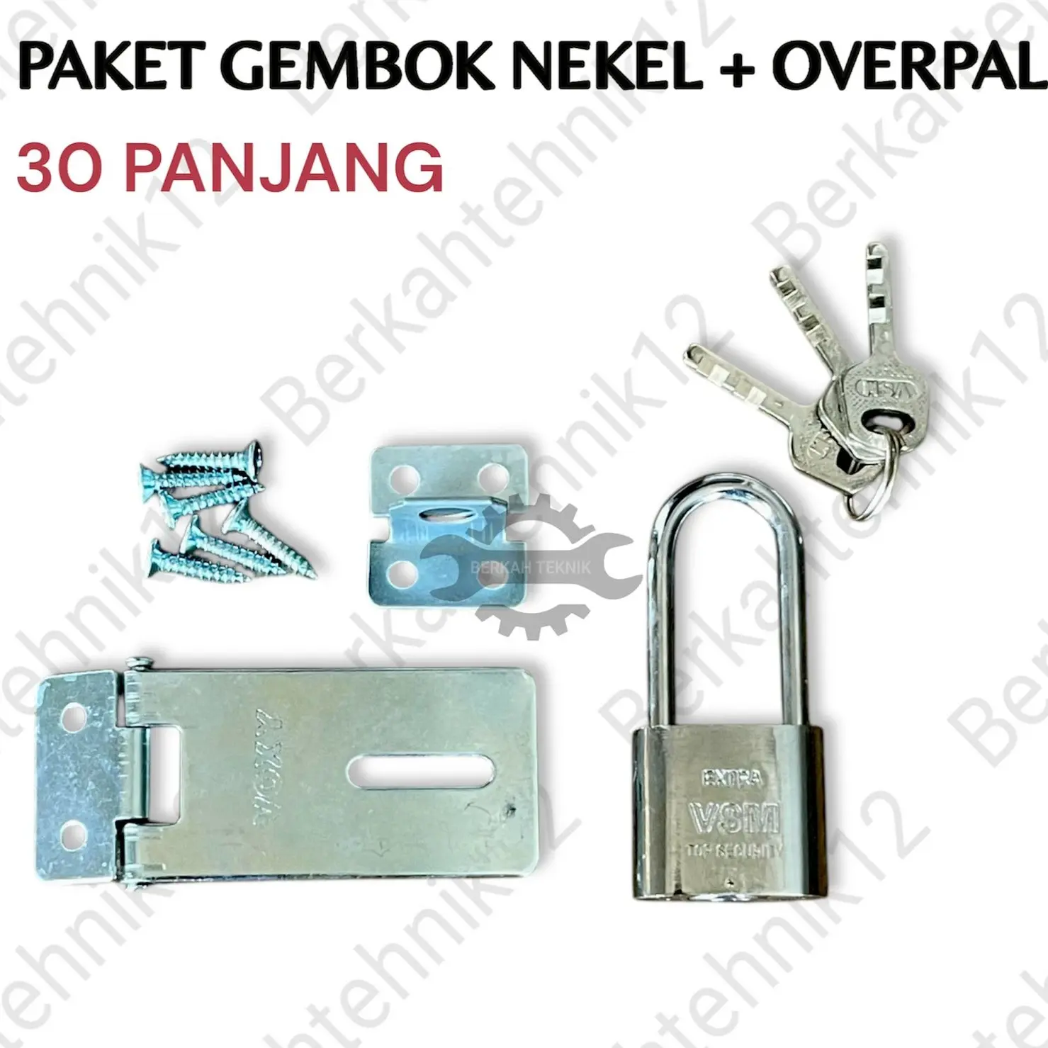 Paket gembok nekel 20/30/40/50mm + cantolan gembok 2,5 inch gembok pres kuningan 20/25/30/40/50mm