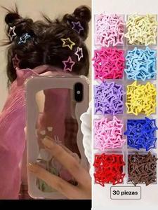 30 Piezas de Pasadores para el Cabello de Pentagrama Coloridos, Estilo de Princesa Encantador, Accesorio para el Cabello de Uso Diario, Perfectos para la Escuela y Ropa Casual