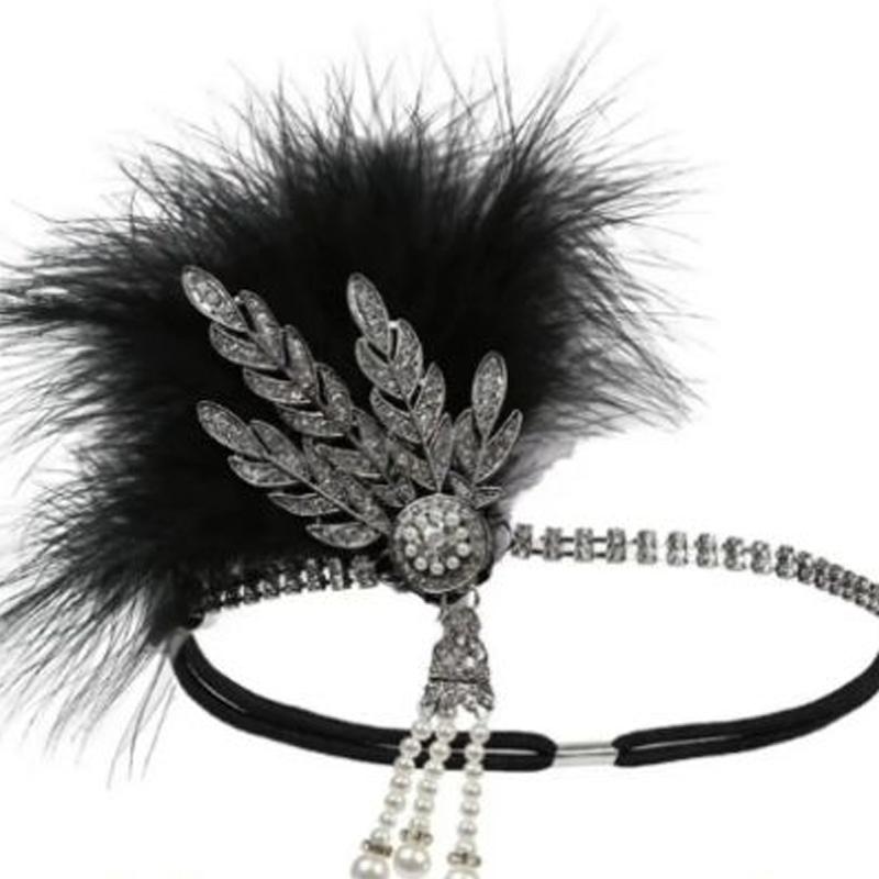 Headpiece Bulu Gatsby Sequin Pesta / Flapper Gatsby Bulu Hijab Pesta 4