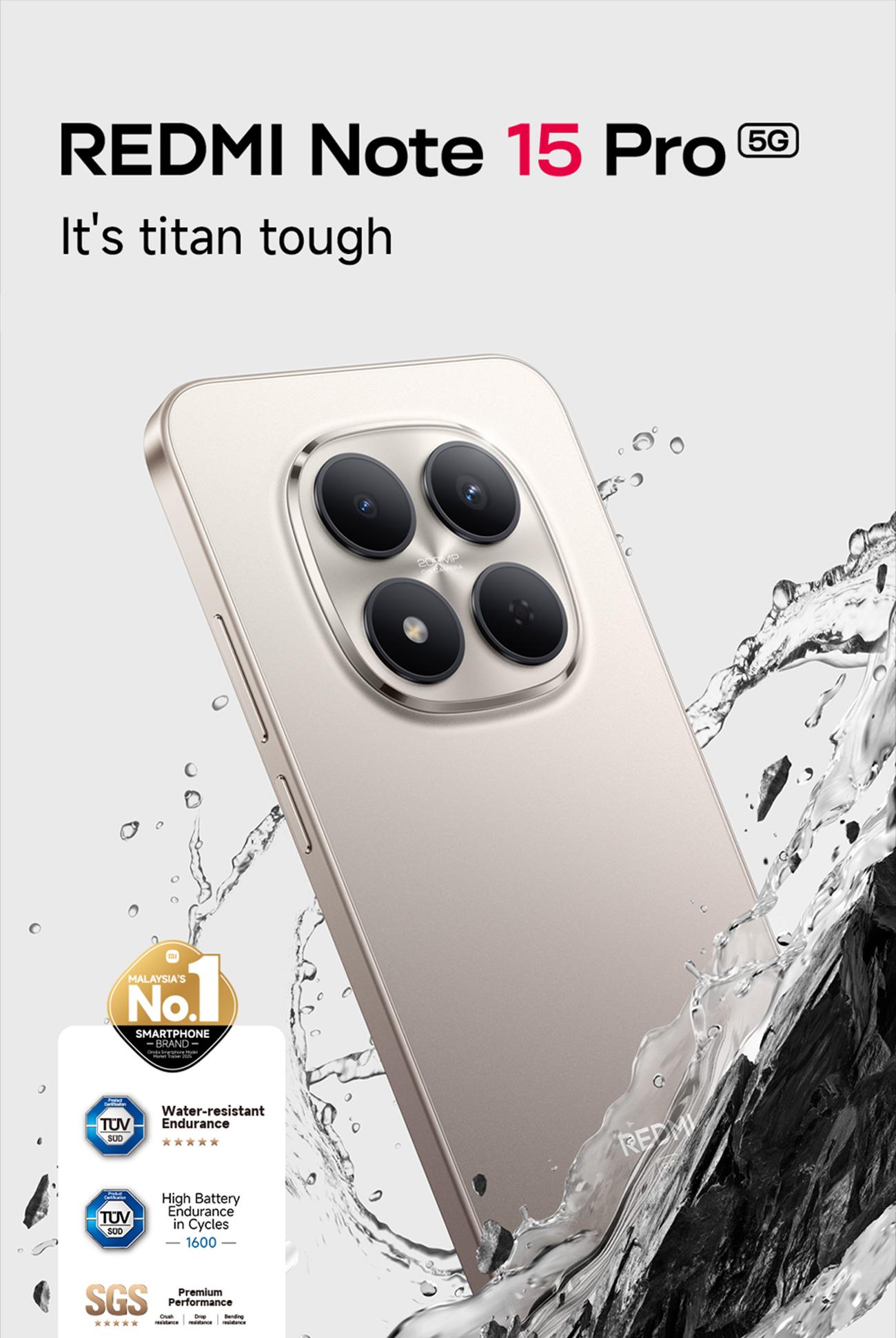 Xiaomi Redmi Note 15 Pro 5G (8/256GB) (12/512GB) |  Baterai besar 6580mAh | Corning Gorilla Glass Victus 2 | IP69K Ketahanan debu dan air | Kamera baru 200MP dengan kejernihan ultra | Layar AMOLED CrystalRes 6,83" 1.5K | NFC [Xiaomi Official Store]