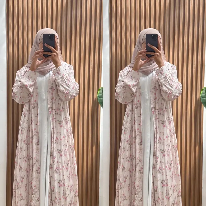 Claudia Gamis Outher Motif By Melisa Syari Wanita Muslim Dress Airflow Rayon 5